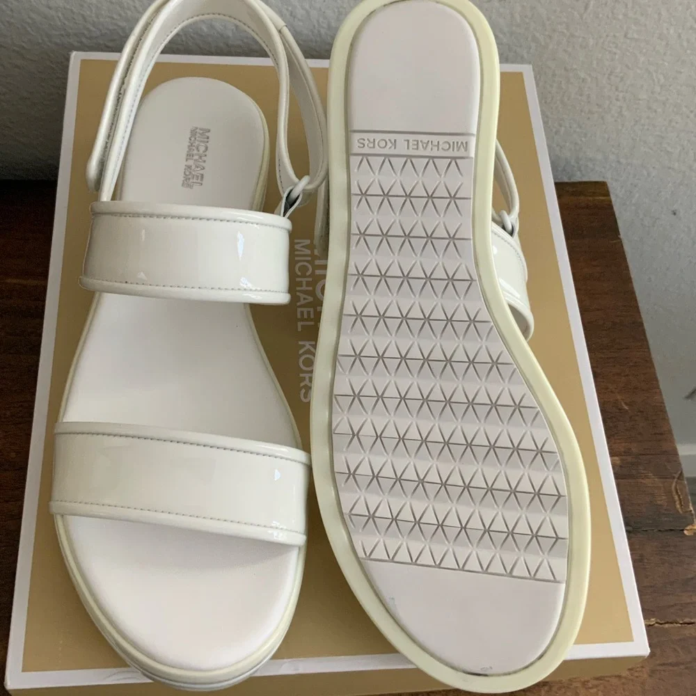 Michael Kors Women’s Platform Patent Leather Sandals White Size 10